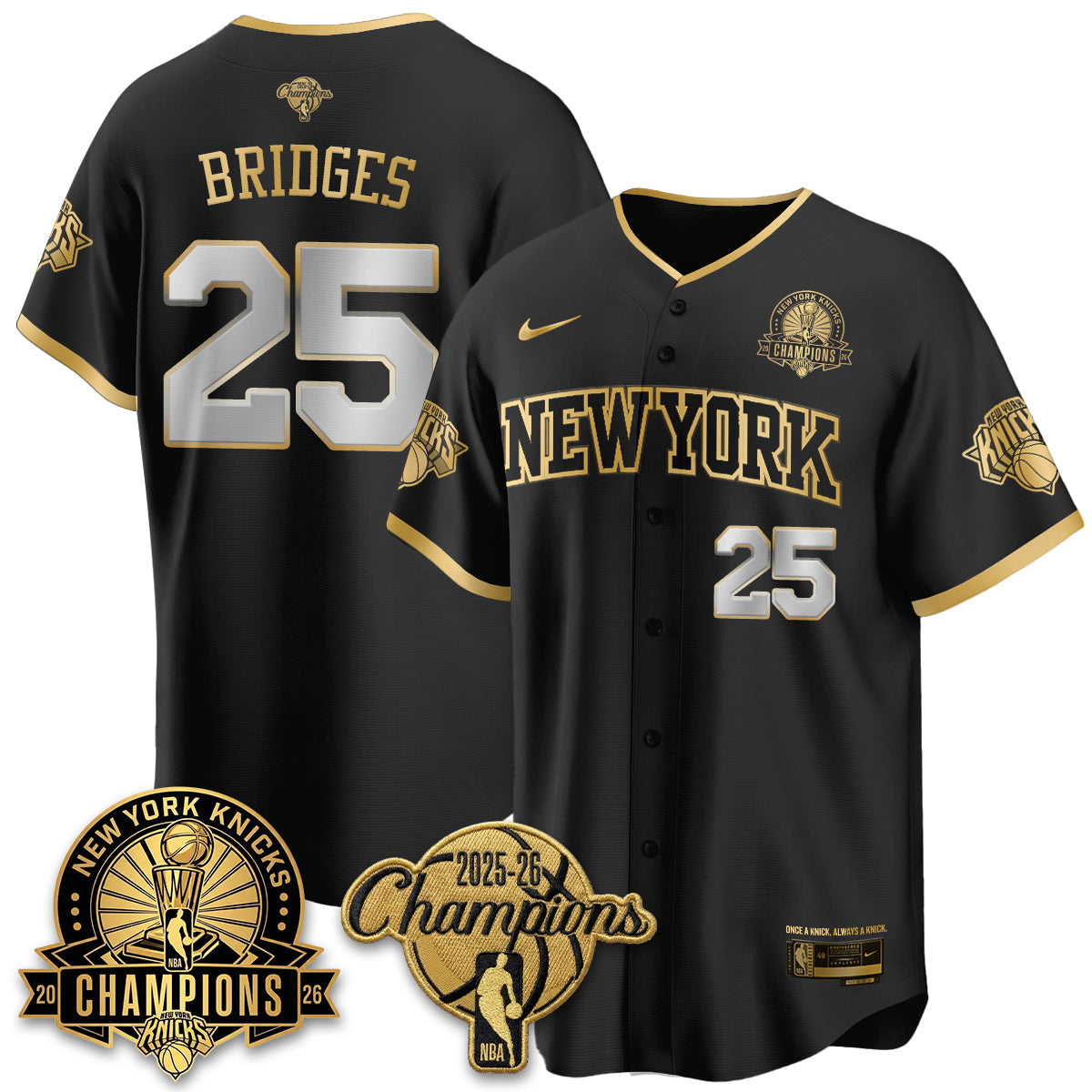 New York Knicks 2026 NBA Champions Cream Baseball Edition Vapor Jersey - Stitched