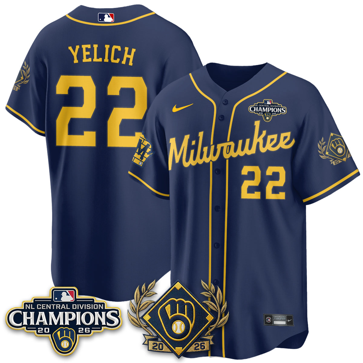 MIL 2026 NL Division Champs Vapor Blue Jersey - Stitched