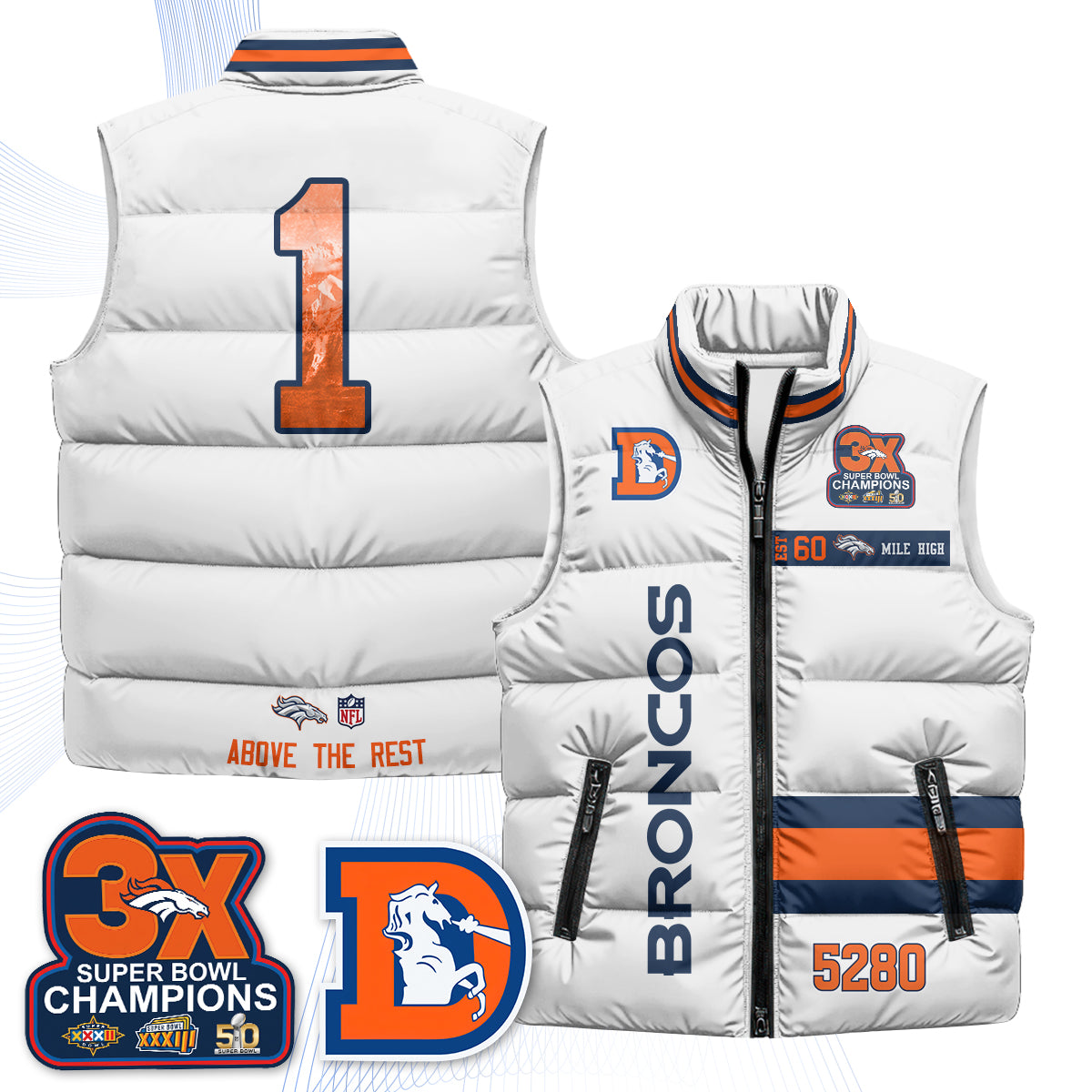 Denver Broncos "Mile High" Puffer Vest - Printed