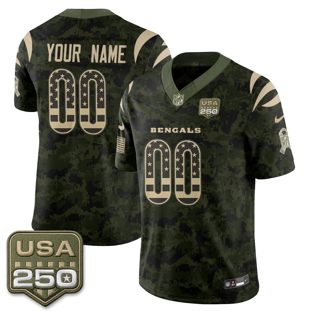 Cincinnati Bengals 2026 Salute to Service Vapor Custom Jersey - Stitched