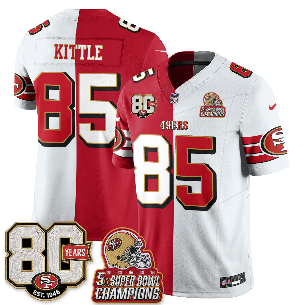 San Francisco 49ers Split Style Vapor Jersey - Stitched