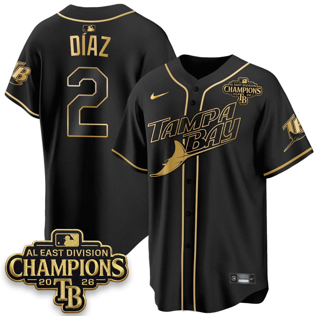 Tampa Bay Rays 2026 AL East Champs Gold Edition Vapor Jersey - Stitched-NQD