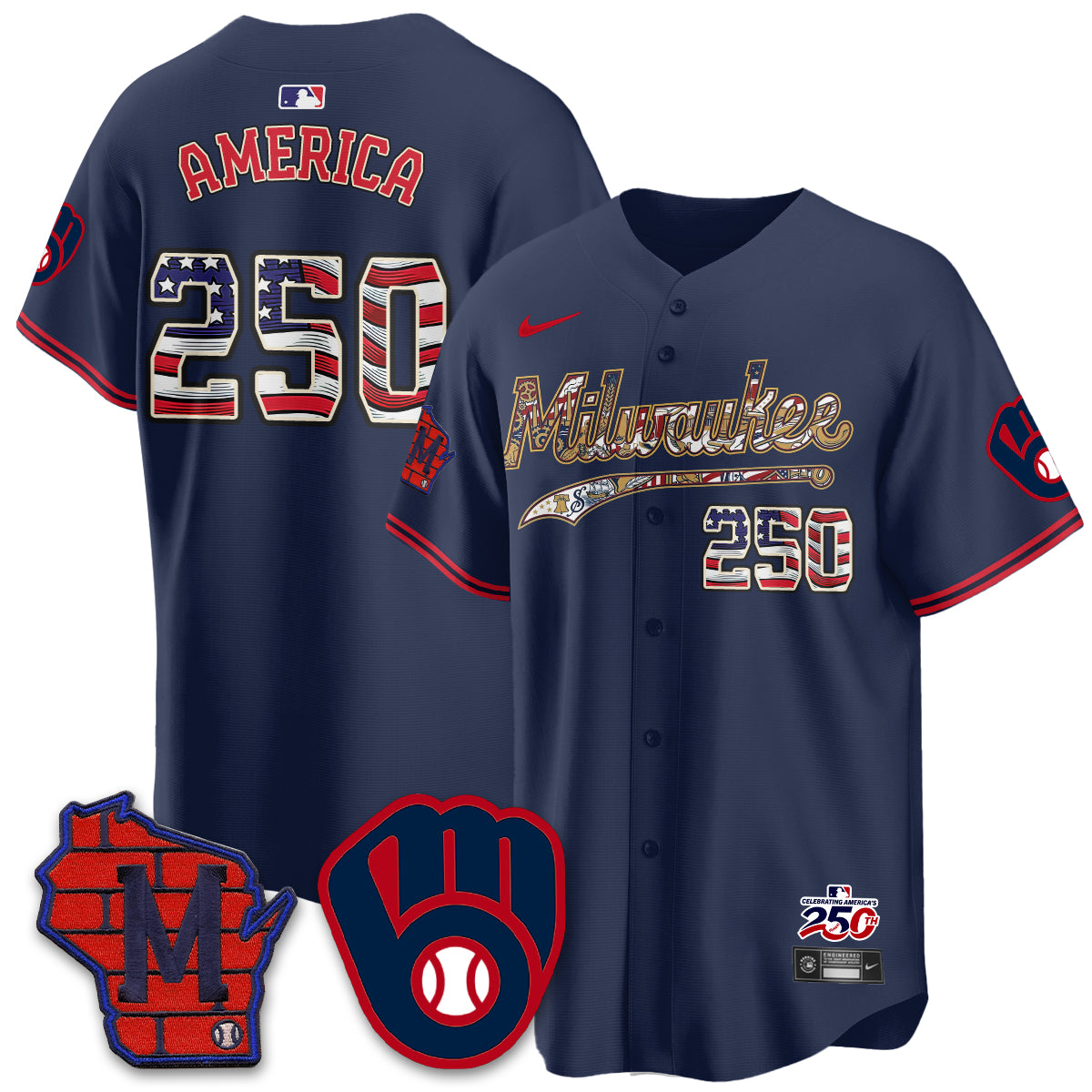 Milwaukee Brewers 2026 Independence Day USA Vapor Limited Jersey - Stitched