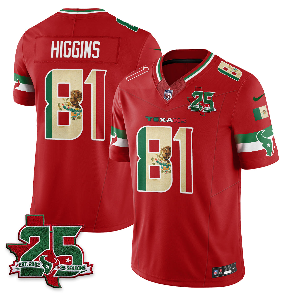 Houston Texans 25 Seasons Mexico Style Vapor Jersey - Stitched