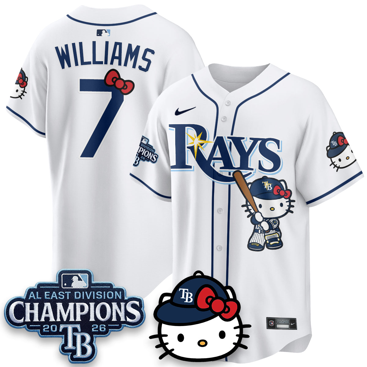 Tampa Bay Rays x Meow KT 2026 AL East Champs Vapor Jersey - Stitched-NQD