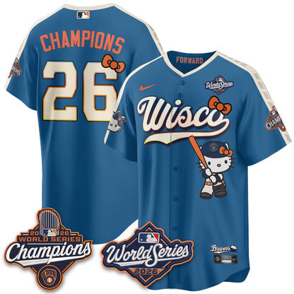 Milwaukee Brewers 2026 WS Champions x Meow KT Vapor Jersey - Stitched