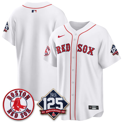 Boston Red Sox 125th Anniversary Patch Vapor Jersey - Stitched