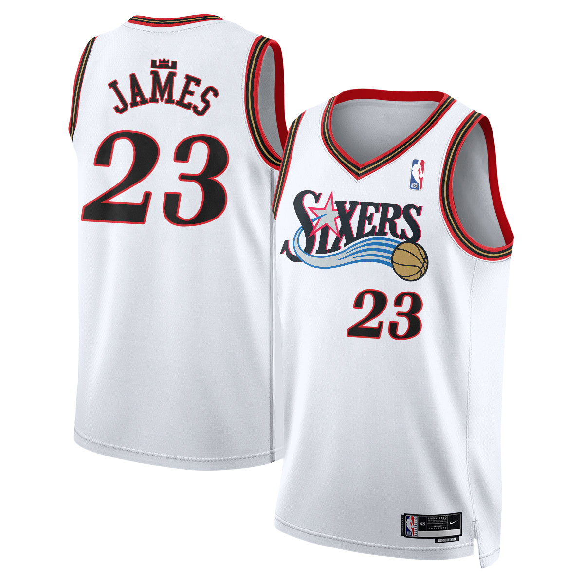 Philadelphia 76ers LeBron James #23 Throwback Vapor Jersey - Stitched