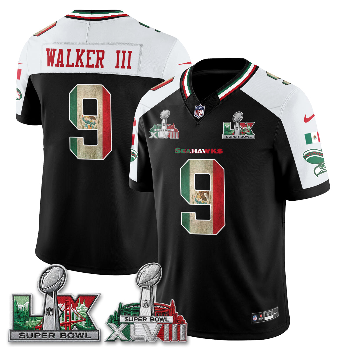 Seattle Seahawks Mexico Edition Vapor Jersey V2- Stitch-NQD
