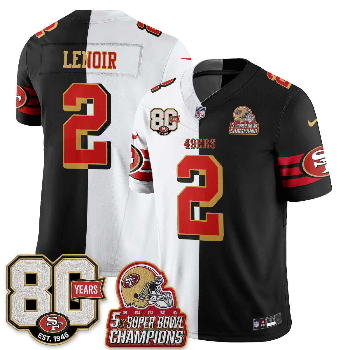 San Francisco 49ers Split Style Vapor Jersey - Stitched