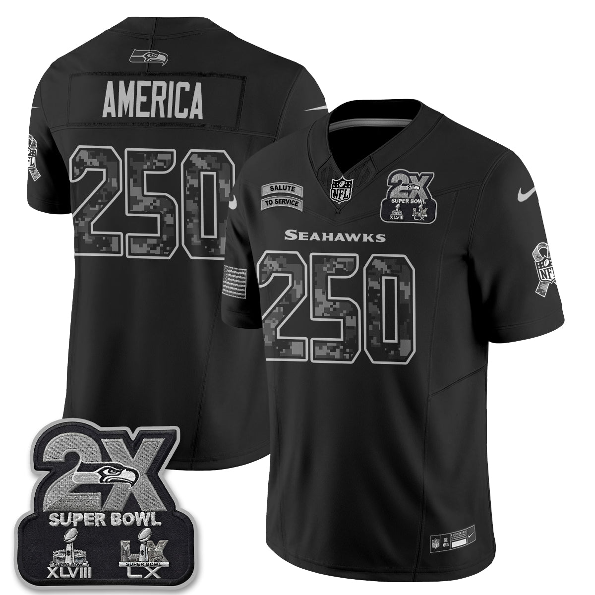 Seattle Seahawks 2026 Salute to Service Vapor Jersey - Stitched
