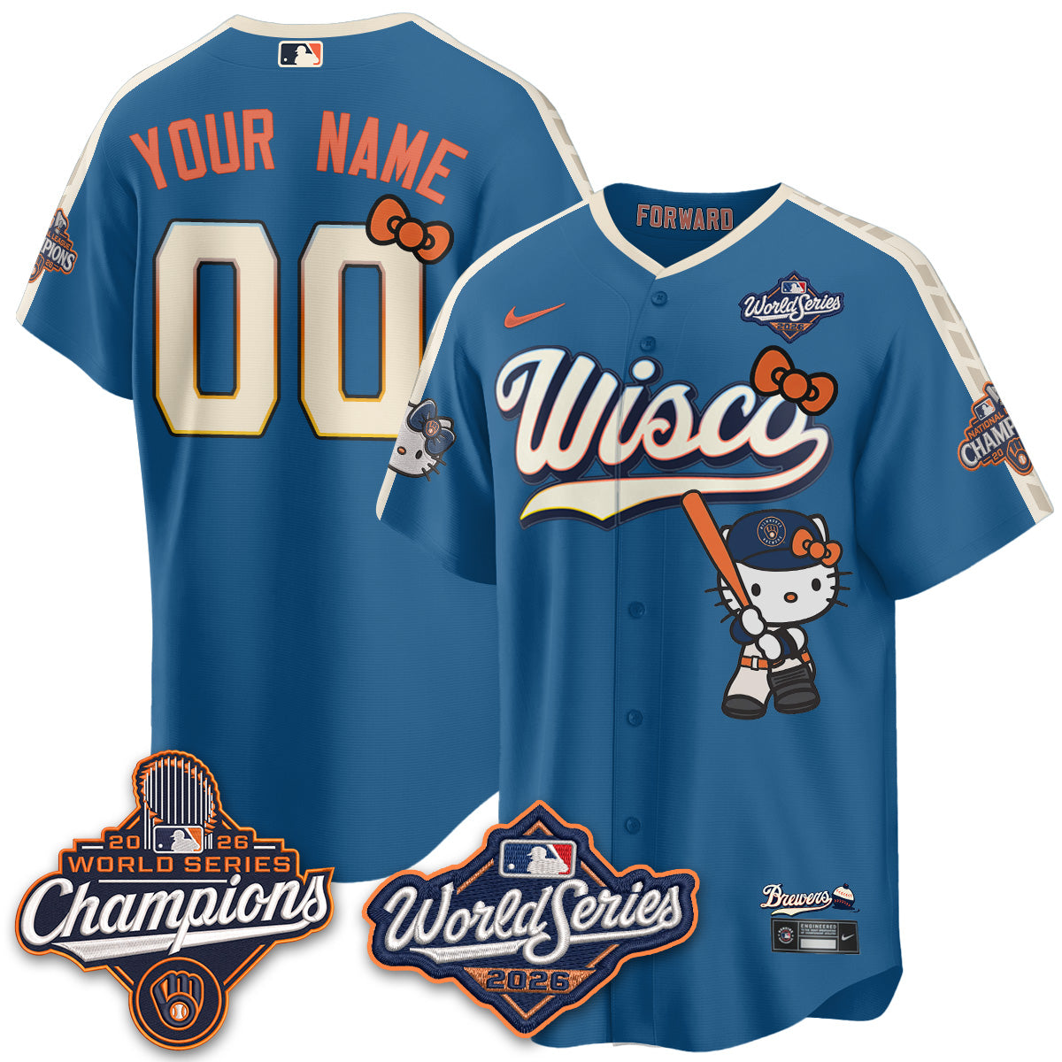 Milwaukee Brewers 2026 WS Champions x Meow KT Custom Vapor Jersey - Stitched