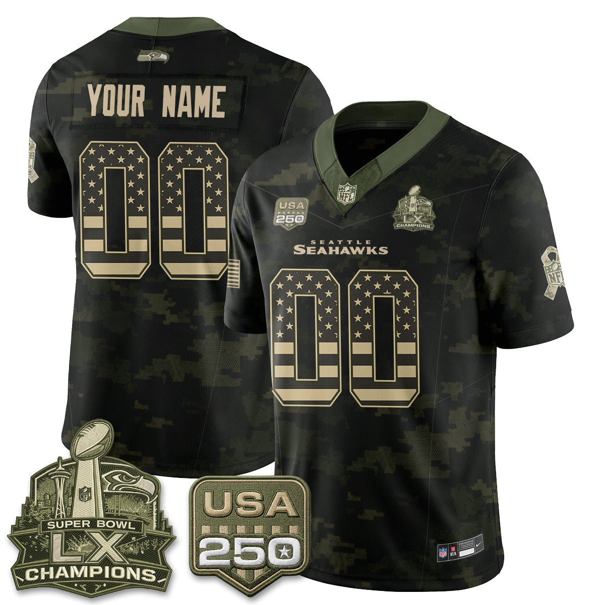 Seattle Seahawks 2026 Salute to Service Edition Vapor Custom Jersey - Stitched-NQD