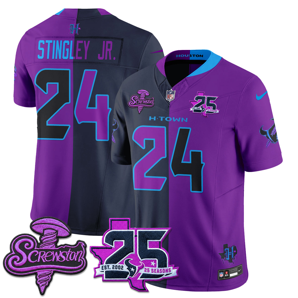 Houston Texans DJ Screw Split Vapor Jersey - Stitched