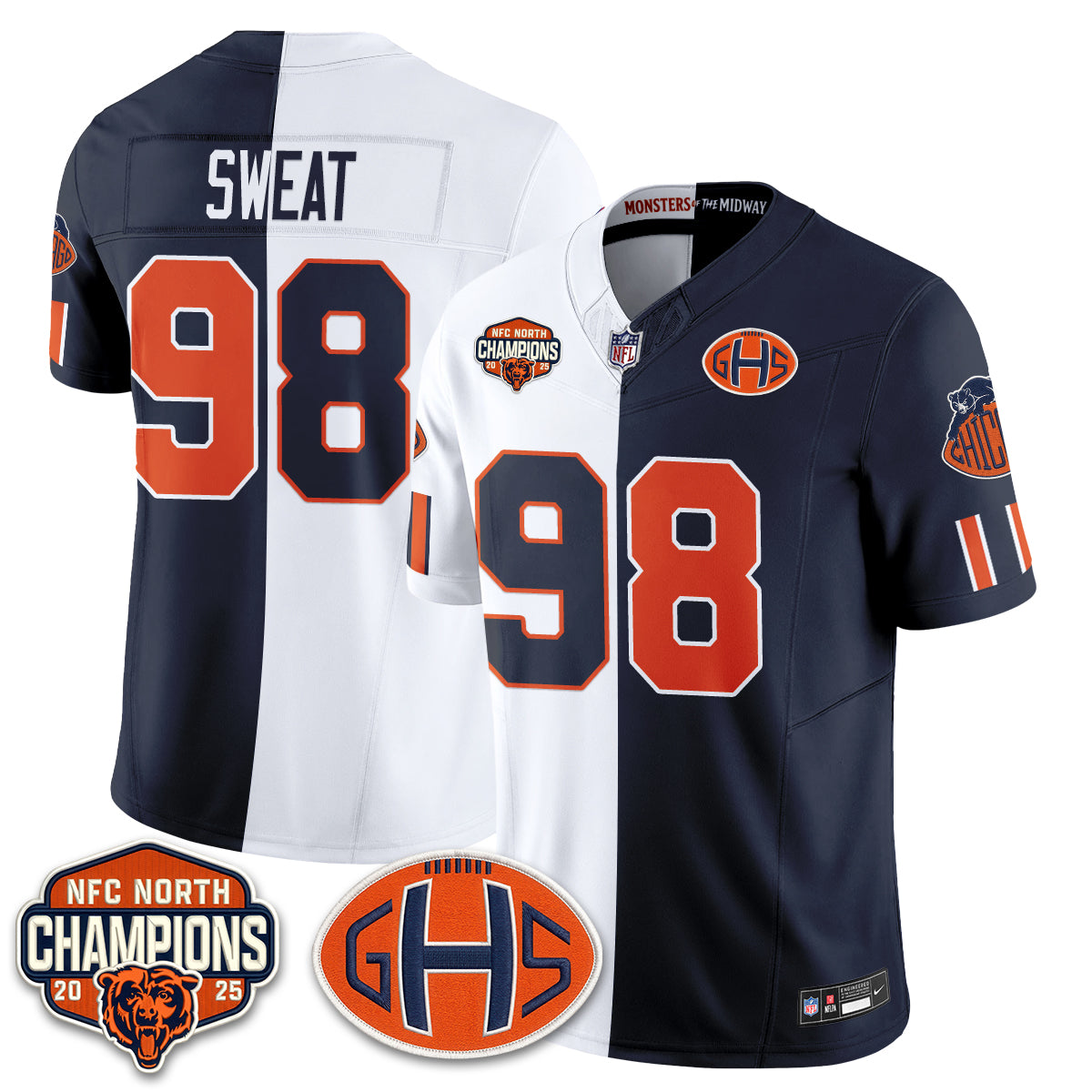 Chicago Bears 2026 Rivalries Split Edition Vapor Jersey - Stitched