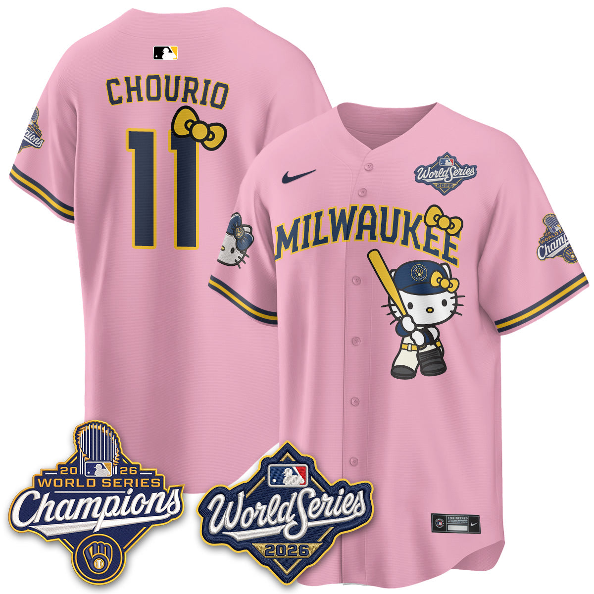 Milwaukee Brewers 2026 WS Champions x Meow KT Vapor Jersey - Stitched