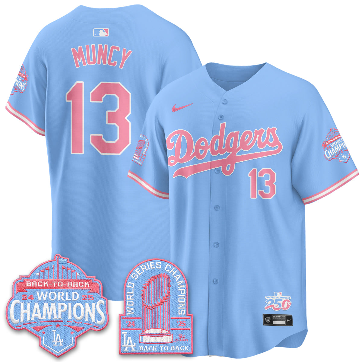 Los Angeles Dodgers x Bubblegum Vapor Jersey - Stitched