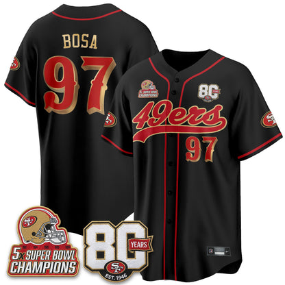 SF 80 Years & 5X Champs Vapor Baseball Jersey - Stitched
