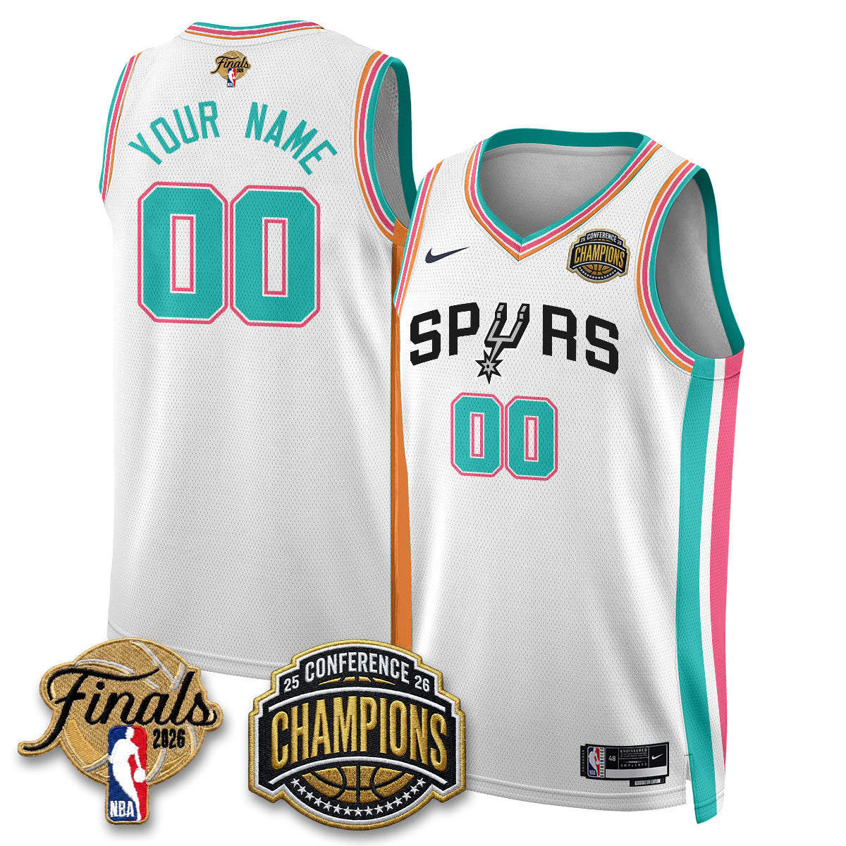San Antonio Spurs 2026 NBA Western Conference Champions Vapor City Edition Custom Jersey - Stitched