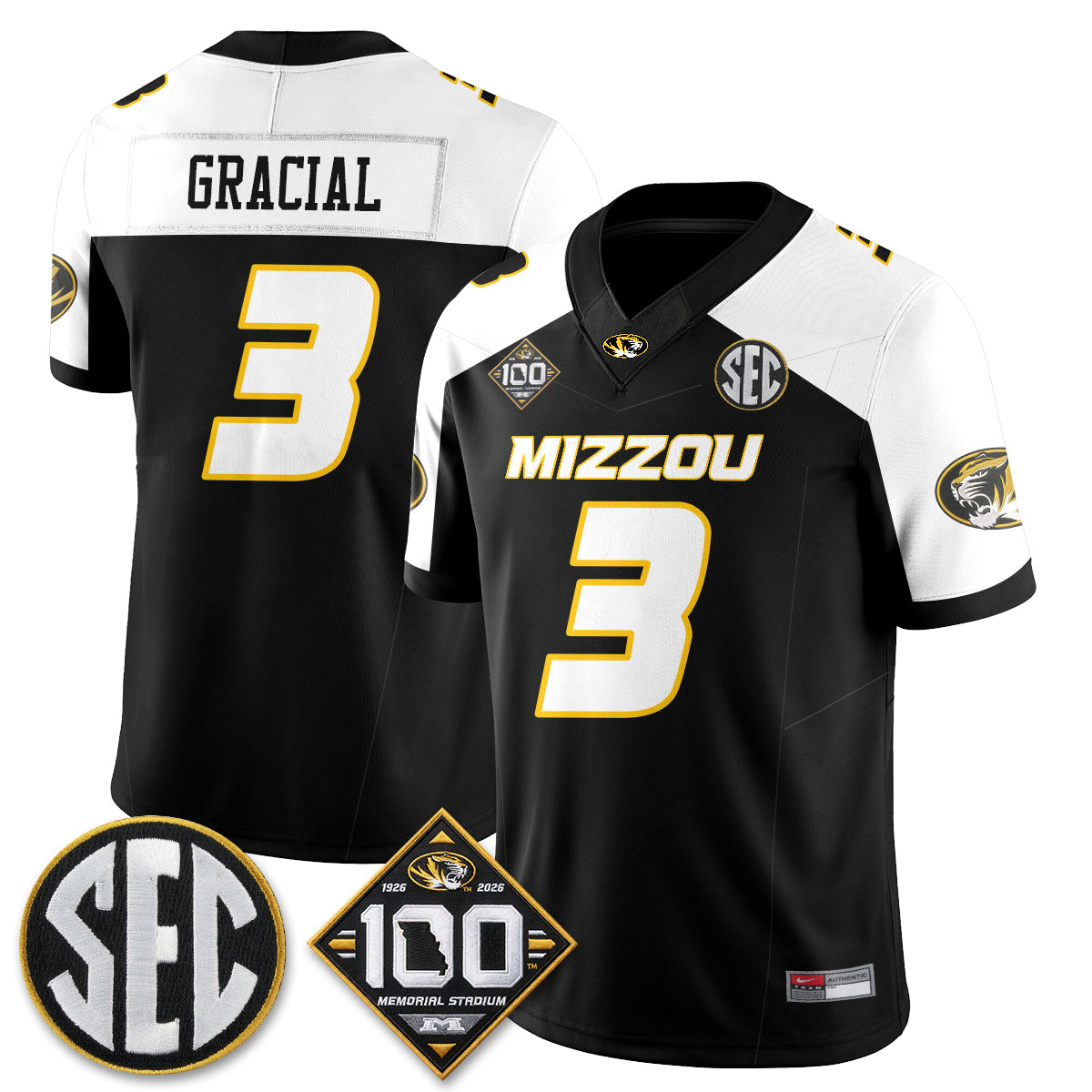 Missouri Tigers 100th Anniversary of Memorial Stadium Vapor Jersey - Stitched