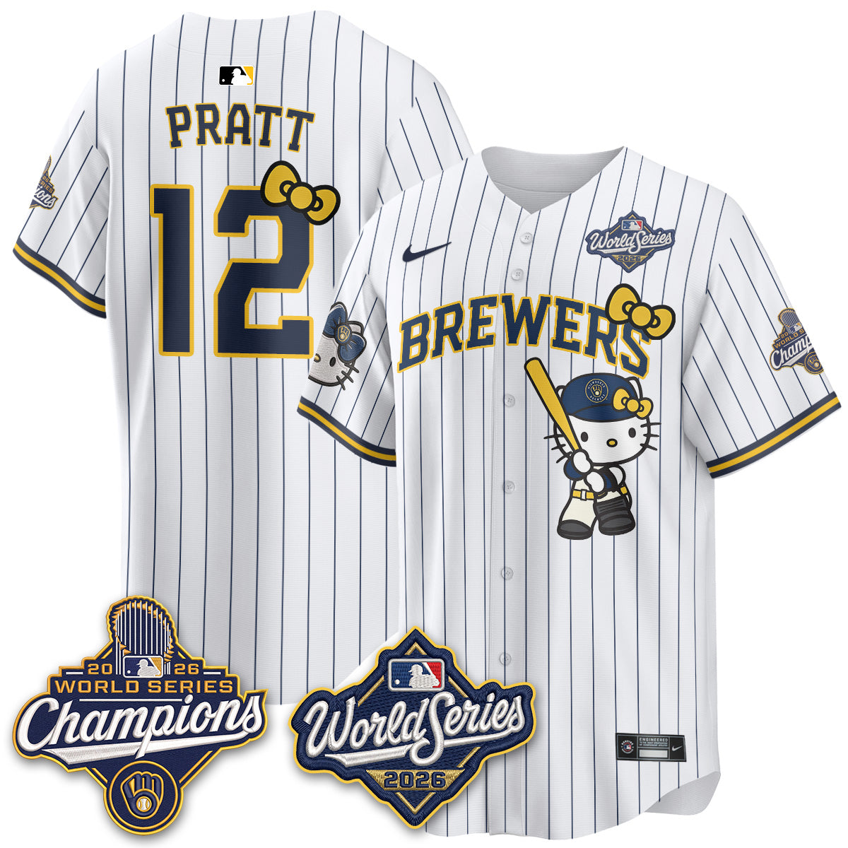 Milwaukee Brewers 2026 WS Champions x Meow KT Vapor Jersey - Stitched