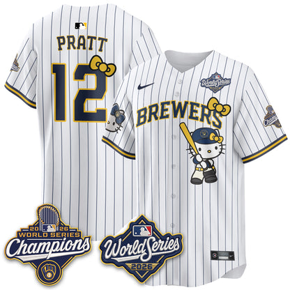 Milwaukee Brewers 2026 WS Champions x Meow KT Vapor Jersey - Stitched