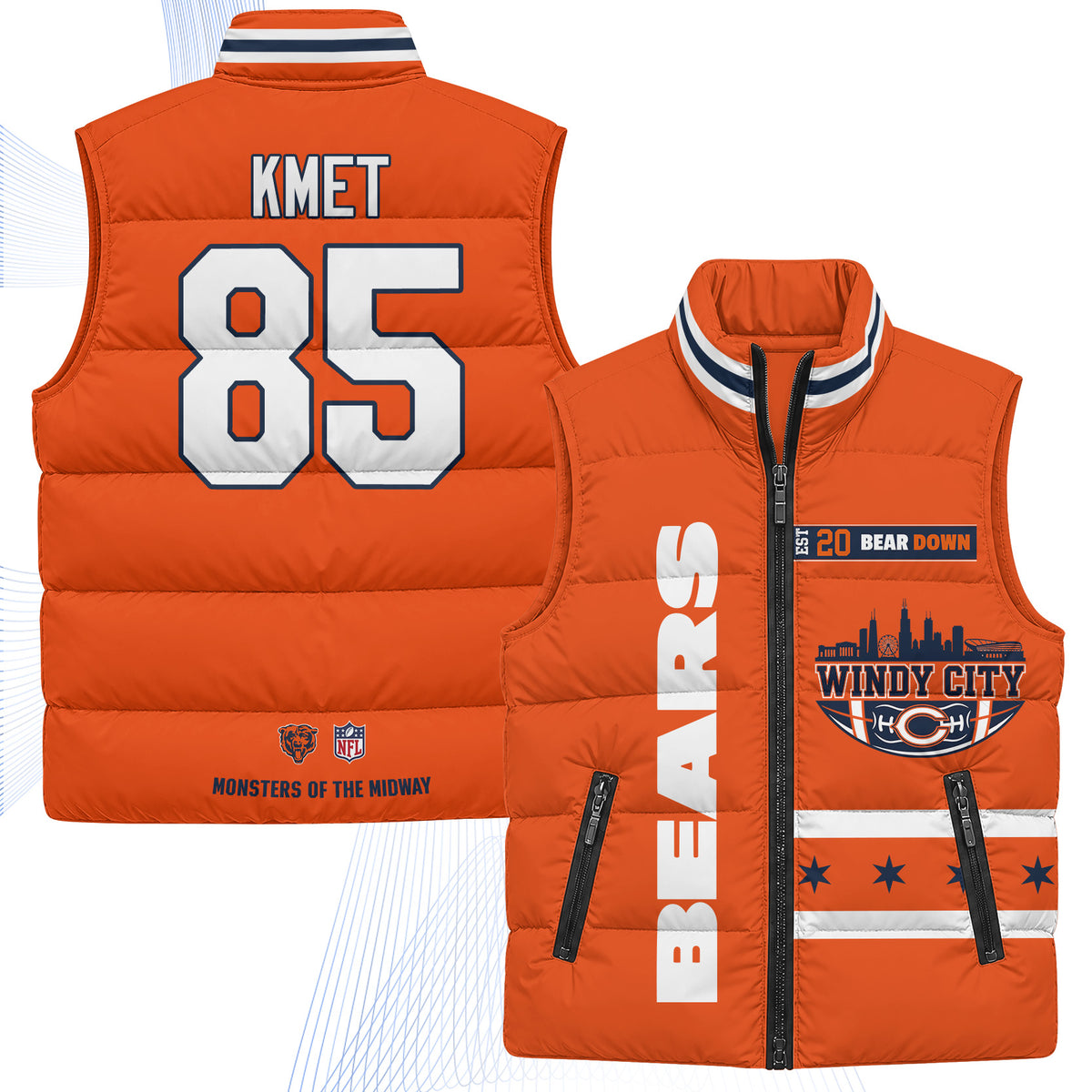Chicago Bears "Windy City" Puffer Vest - Printed