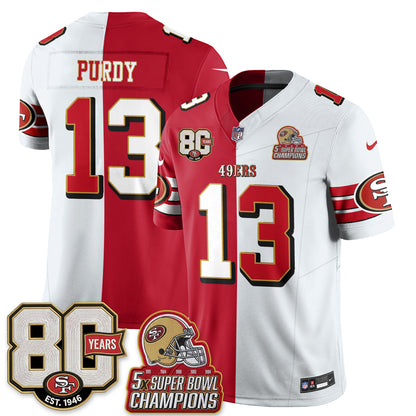 San Francisco 49ers Split Style Vapor Jersey - Stitched