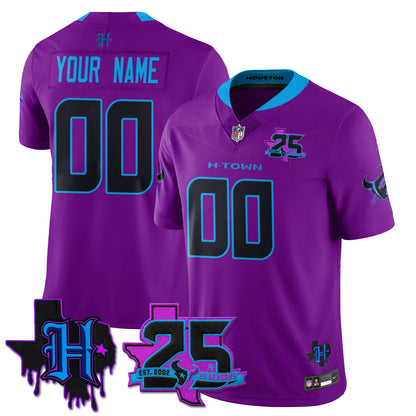 Houston Texans 25th Seasons in 2026 DJ Screw Vapor Custom Limited Jersey - All Stitched