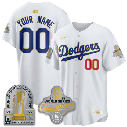 LAD Gold Collection Stadium Vapor Limited Custom Jersey - 9x Champs - Stitched