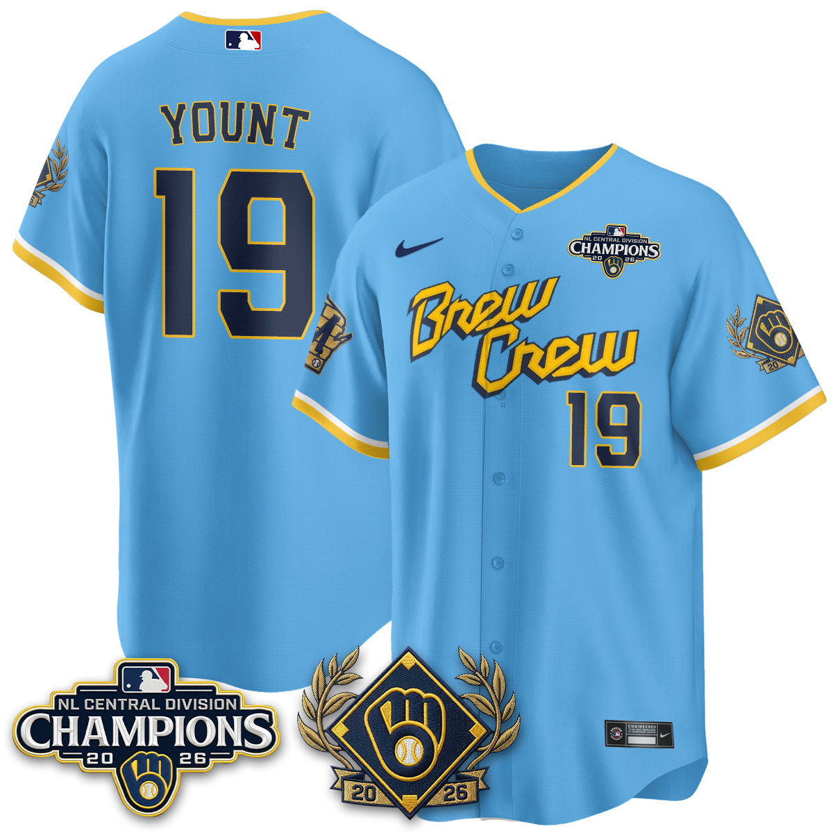 Milwaukee Brewers 2026 NL Division Champs Vapor Jersey - Stitched