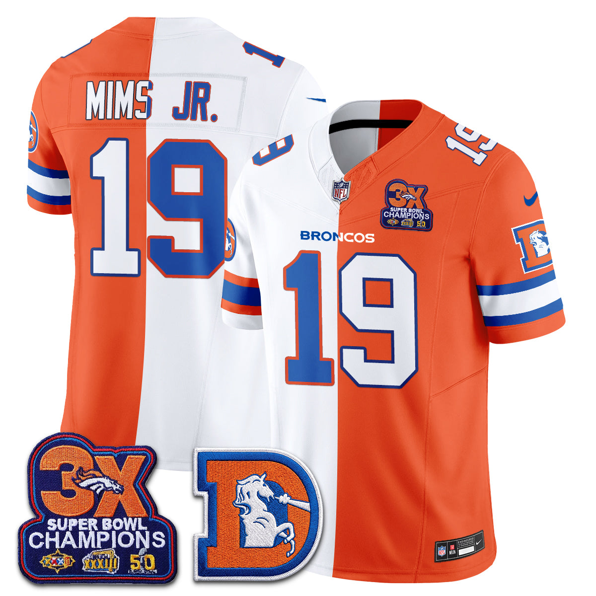 Denver Broncos Throwback Split Vapor Jersey - Stitched-NQD