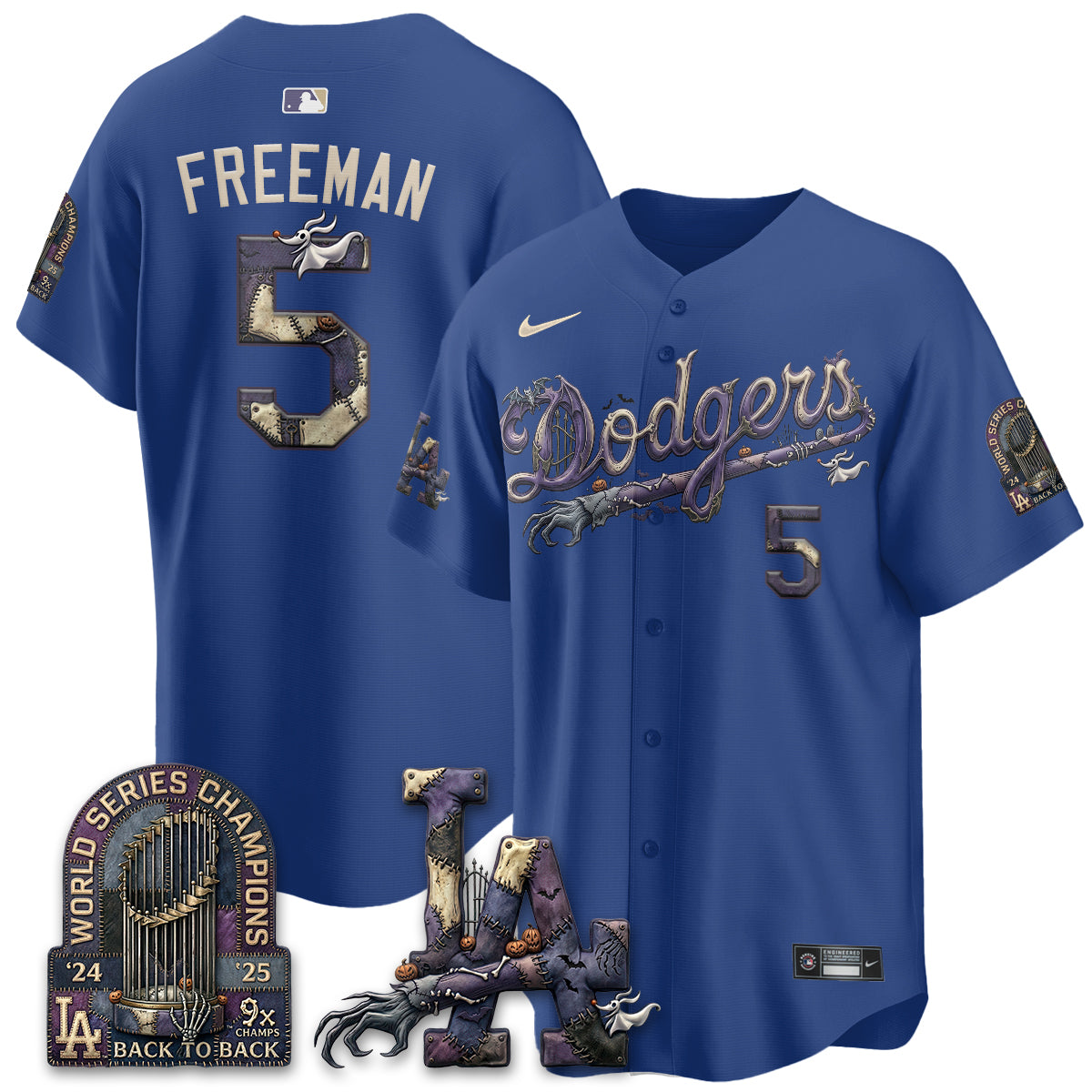 Los Angeles Dodgers Nightmare Edition Vapor Jersey - Stitched