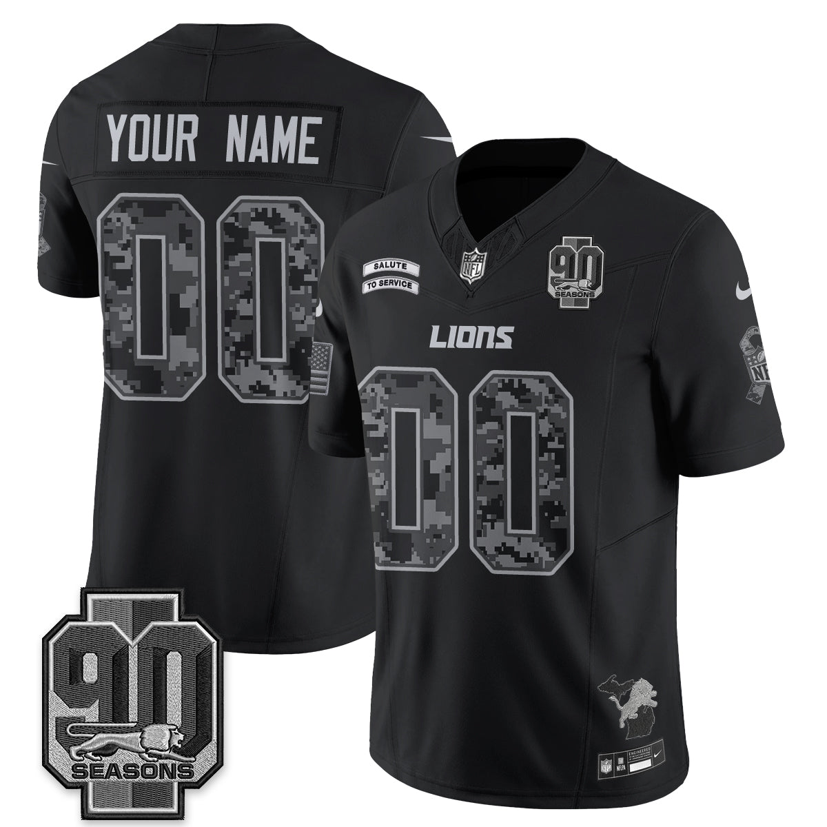 Detroit Lions 2026 Salute to Service Vapor Custom Jersey V2- Stitched
