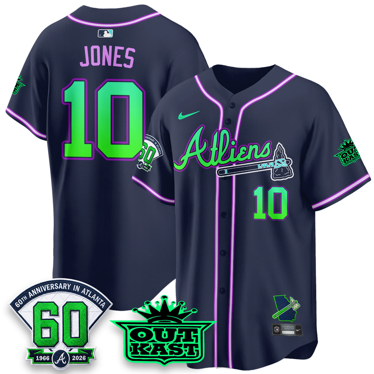 Atlanta Braves x Atliens Cool Base Galaxy Version Jersey - Stitched