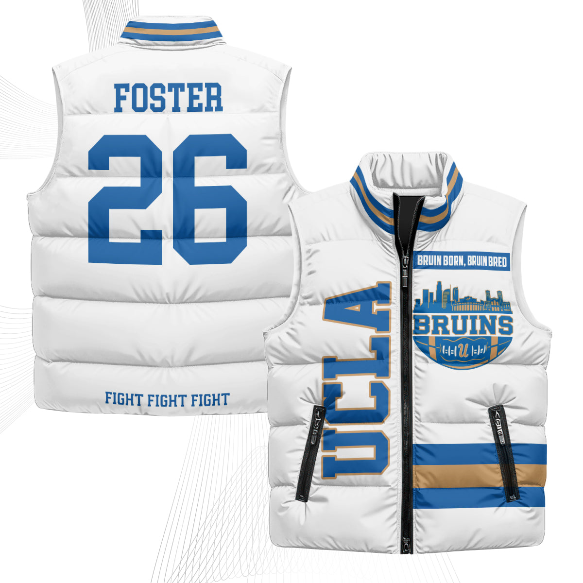 UCLA Bruins Fight Fight Fight Puffer Vest - Printed