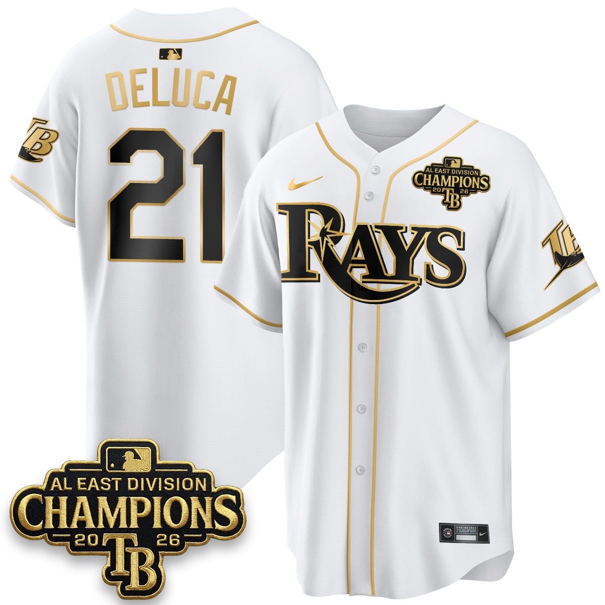 Tampa Bay Rays 2026 AL East Champs Gold Edition Vapor Jersey - Stitched-NQD