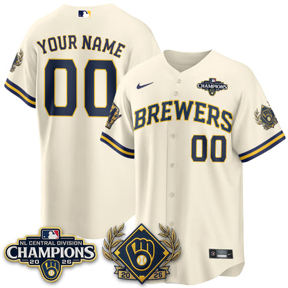 Milwaukee Brewers 2026 NL Division Champs Vapor Custom Jersey - Stitched-NQD
