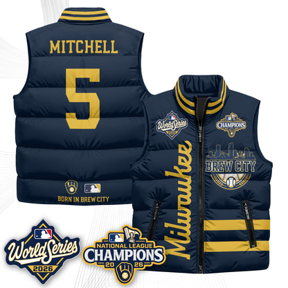 Milwaukee Brewers 2026 NL Champions Puffer Vest - Printed