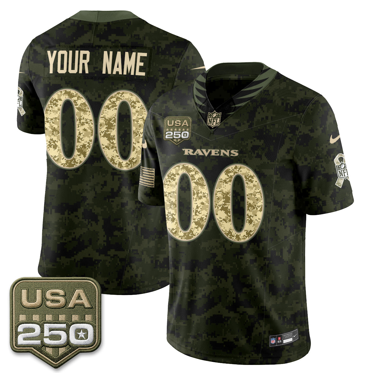 Baltimore Ravens 2026 Salute to Service Vapor Custom Jersey - Stitched