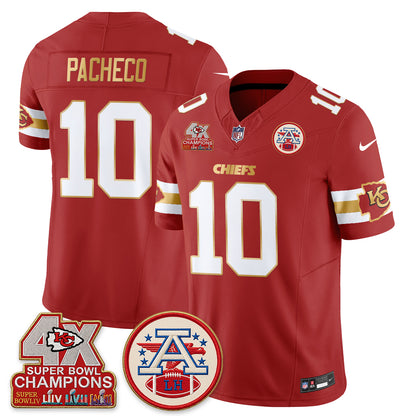 Kansas City Chiefs 4X Champs Gold Edition Vapor Jersey - Stitched