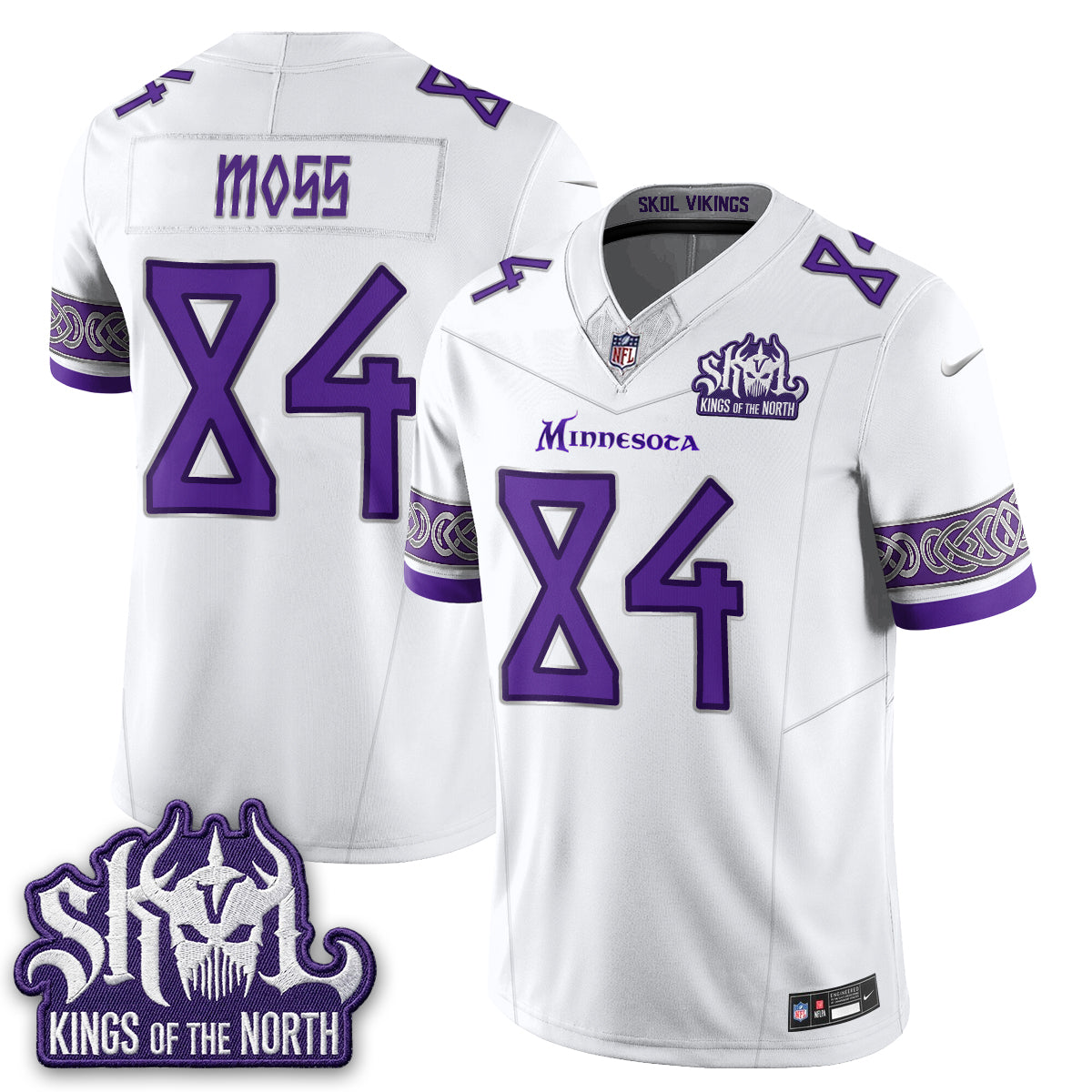 Minnesota Vikings Fangear Edition Warrior Skol Patch Vikings Font Vapor Jersey - Stitched