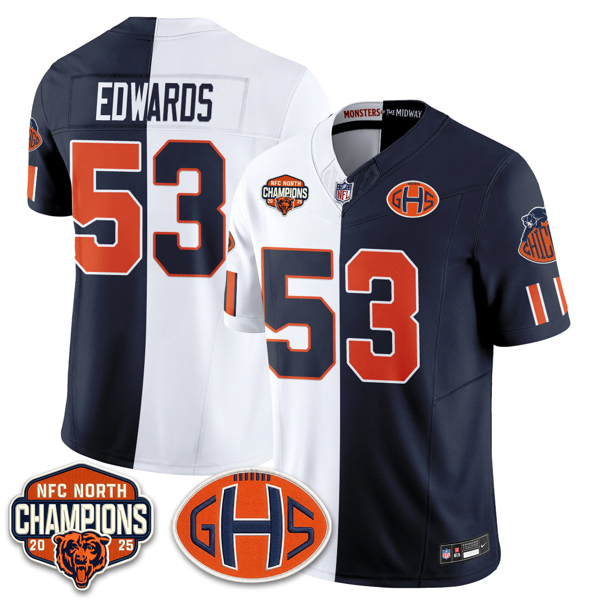 Chicago Bears 2026 Rivalries Split Edition Vapor Jersey - Stitched