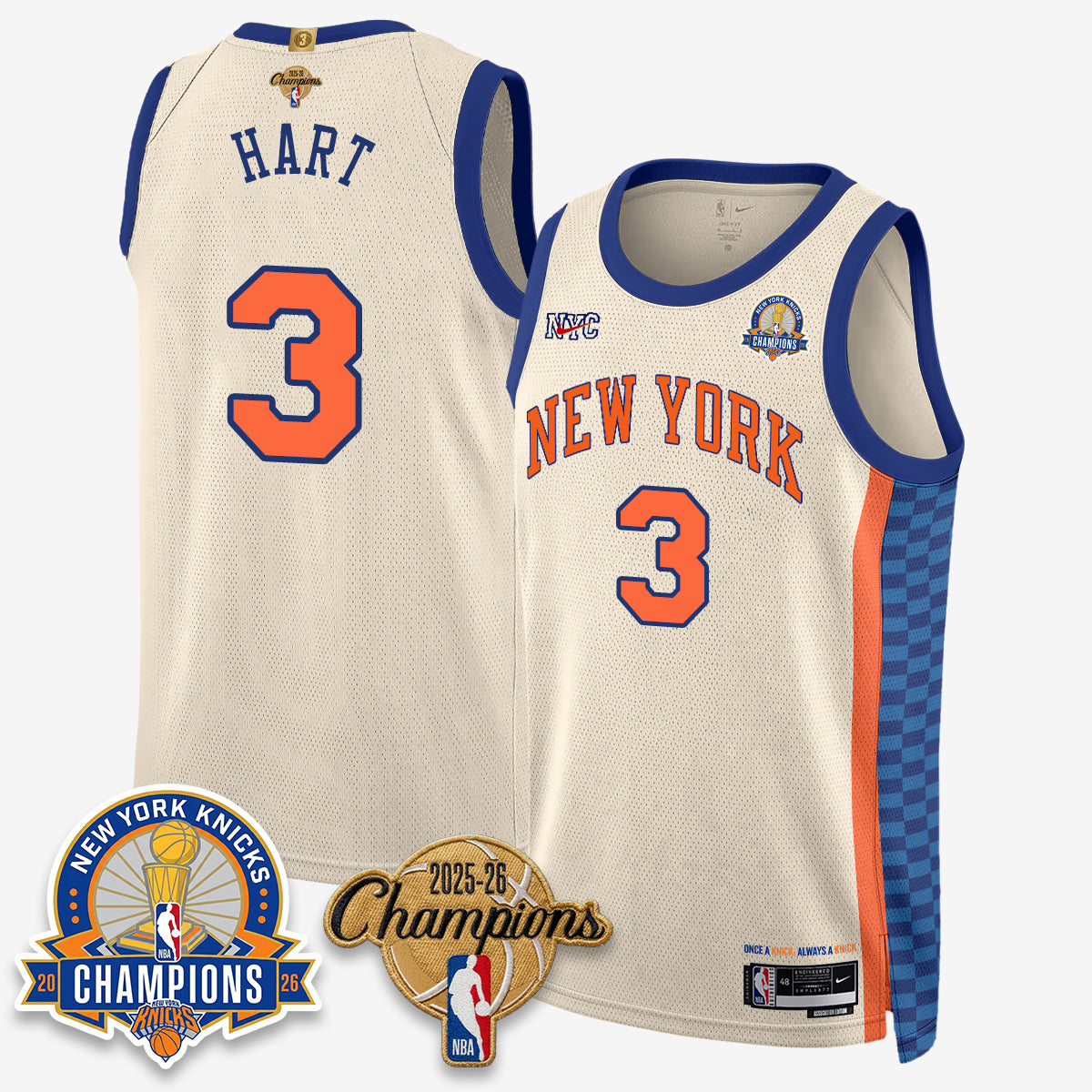 New York Knicks 2026 Basketball Champions Gold Edition Vapor Jersey- Stitched
