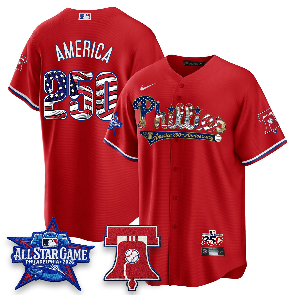 Philadelphia Phillies 2026 Independence Day USA Vapor Limited Jersey - Stitched