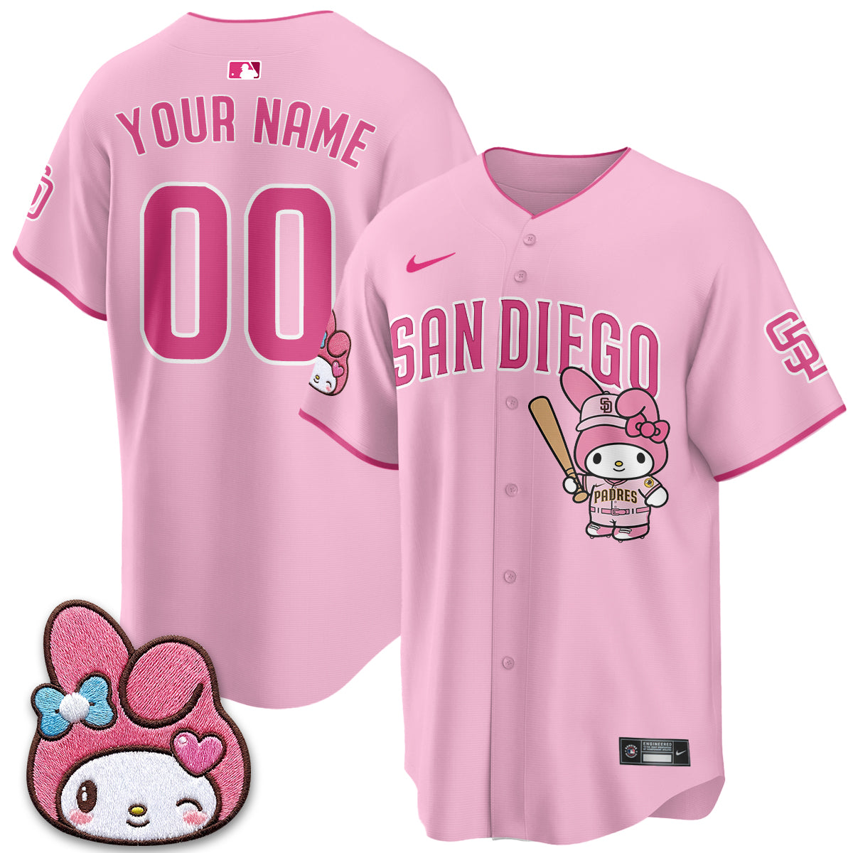 San Diego Padres x Pink Sanrio Friend Vapor Custom Jersey - Stitched