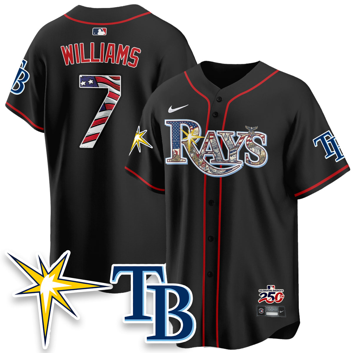 Tampa Bay Rays Independence Day USA 2026 Vapor Limited Jersey - Stitched