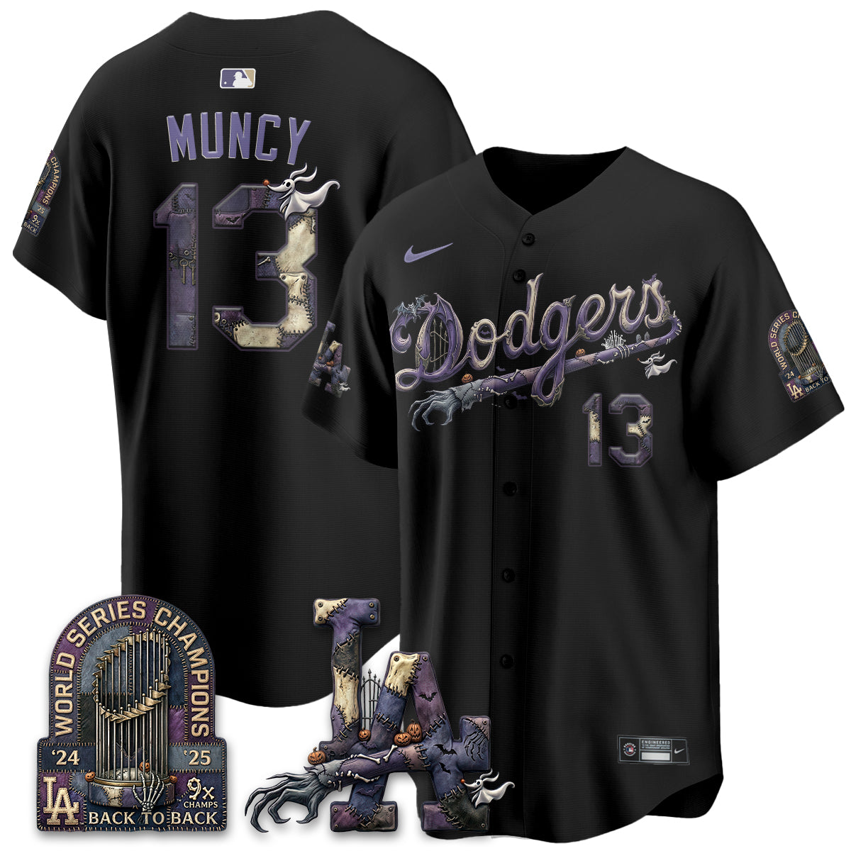 Los Angeles Dodgers Nightmare Edition Vapor Jersey - Stitched