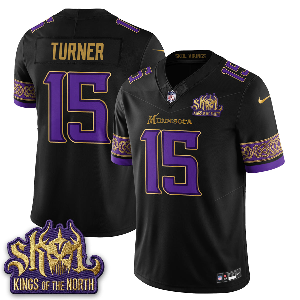 Minnesota Vikings Fangear Edition Warrior Skol Patch Vapor Jersey - Stitched