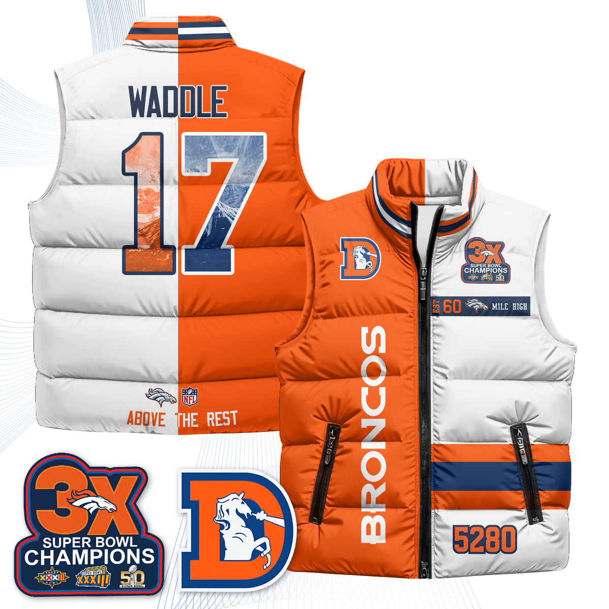 Denver Broncos "Mile High" Puffer Vest - Printed